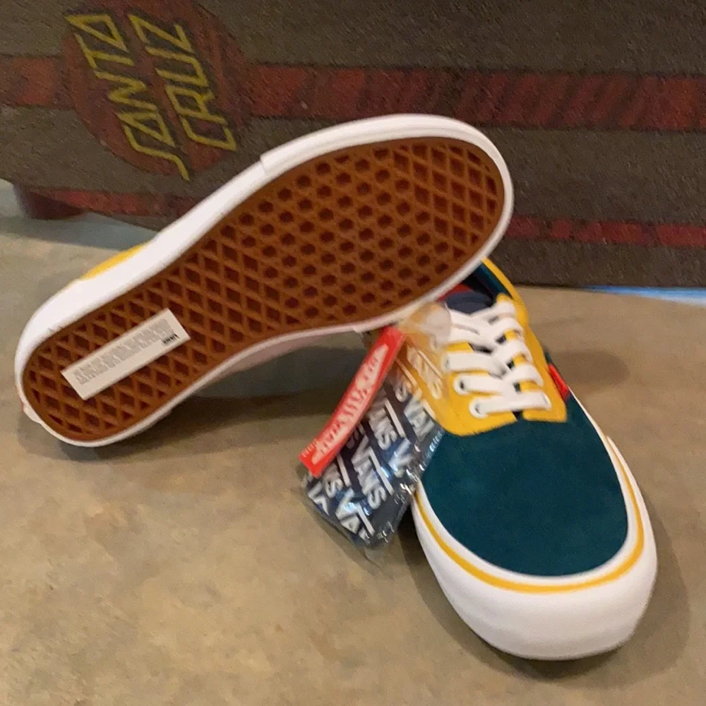 Vans Authentic Two-Tone Yellow & Teal Canvas Sneakers